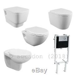 Wall Hung Toilet Pans WC Adjustable Frame, Cistern, Soft Close Seat Flush Plate