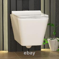 Wall Hung Toilet Rimless Pan Soft Seat & Dual Cistern Frame WC Brass Flush Plate