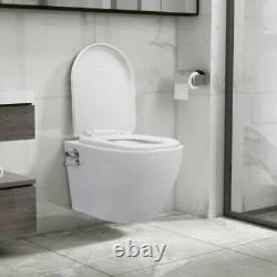 Wall Hung Toilet Seat Rimless Pan Ceramic White WC Unit With Bidet