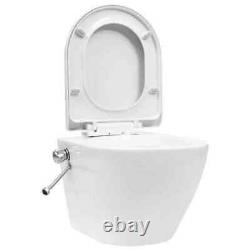 Wall Hung Toilet Seat Rimless Pan Ceramic White WC Unit With Bidet