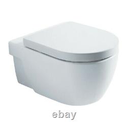 Wall Hung Toilet & Soft Close Seat Modern Designer Round Ceramic