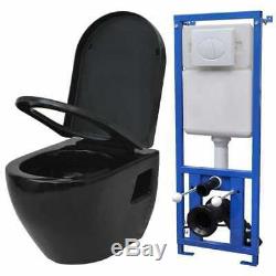 Wall Hung Toilet WC Mounted Bathroom Ceramic Adjustable Concealed Frame Cistern
