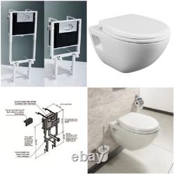 Wall Hung Toilet and Concealed Fixing Frame White Ceramic Bathroom Modern