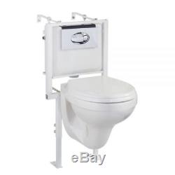 Wall Hung Toilet and Concealed Fixing Frame White Ceramic Bathroom Modern