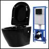 Wall Hung Toilet With Concealed Cistern Ceramic Black