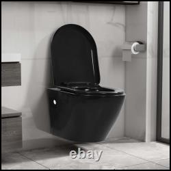 Wall Hung Toilet with Concealed Cistern Ceramic Black