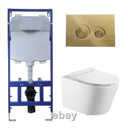 Wall Hung Toilet with Soft Close Seat Brushed Brass Mechani BUN/BeBa 28418/88933