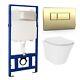 Wall Hung Toilet With Soft Close Seat Brushed Brass Pneumat Bun/beba 27556/88959