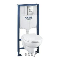 Wall Hung Toilet with Soft Close Seat, Wall Hanging Frame and Cistern Grohe So