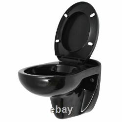Wall-Hung Toilet with Soft-Close System Seat Ceramic Bathroom WC Black/White