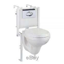 Wall Hung WC Toilet And Frame Concealed Cistern Flush Package Deal Bathroom