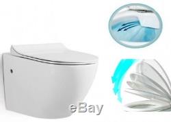 Wall Hung Wc Toilet Rimless Pan With Slim Soft Closing Easy Release Hinges Seat