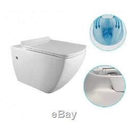 Wall Hung Wc Toilet Rimless Pan With Slim Soft Closing Easy Release Hinges Seat