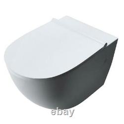 Wall Hung White Ceramic Toilet WC Bathroom 400x355mm With Soft Close Toilet Seat