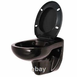 Wall-hung Toilet Ceramic Seat Bathroom Soft Close Coupled WC Pan White/Black UK