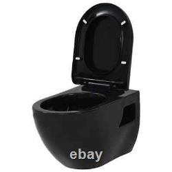 Wall-hung Toilet Ceramic Seat Bathroom Soft Close Coupled WC Pan White/Black UK