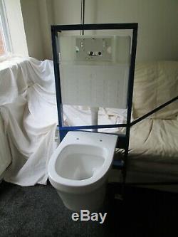 Wall hung concealed cistern suspended toilet set Chrome designer dual flush