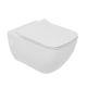 White Ceramic Bathroom Rimless Wall Hung Toilet Pan With Soft Close Seat Edge