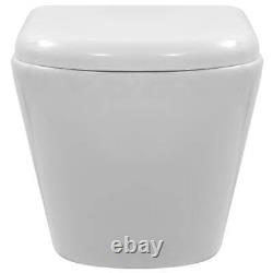 White Ceramic Bowl + Plastic Seat 36x48x41.5cm Wall-Hung Toilet