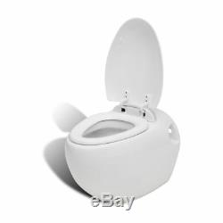 White Ceramic Egg Shaped Wall Hung Toilet with a Adjustable Concealed Cistern