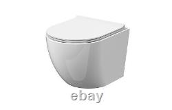 White Round Rimless Wall Hung Pan & Soft Close Seat Toilet