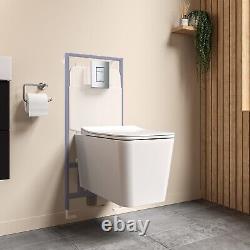 White Wall Hung Toilet with Soft Close Seat Frame Cistern a BUN/BeBa 27665/80680