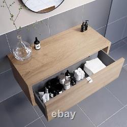 Wood Wall Hung Countertop Vanity Unit without Basin 1100mm Modern Bathroom