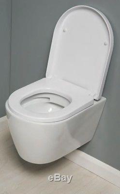 ZAFFIRO Rimless PAN Toilet Wall Mount Hung WC Pan soft seat 520mm